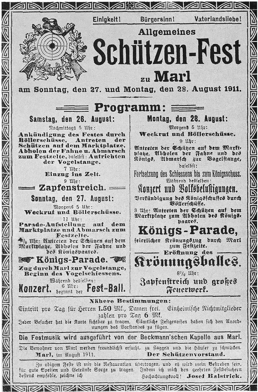 Festanzeige Schützenfest 1911